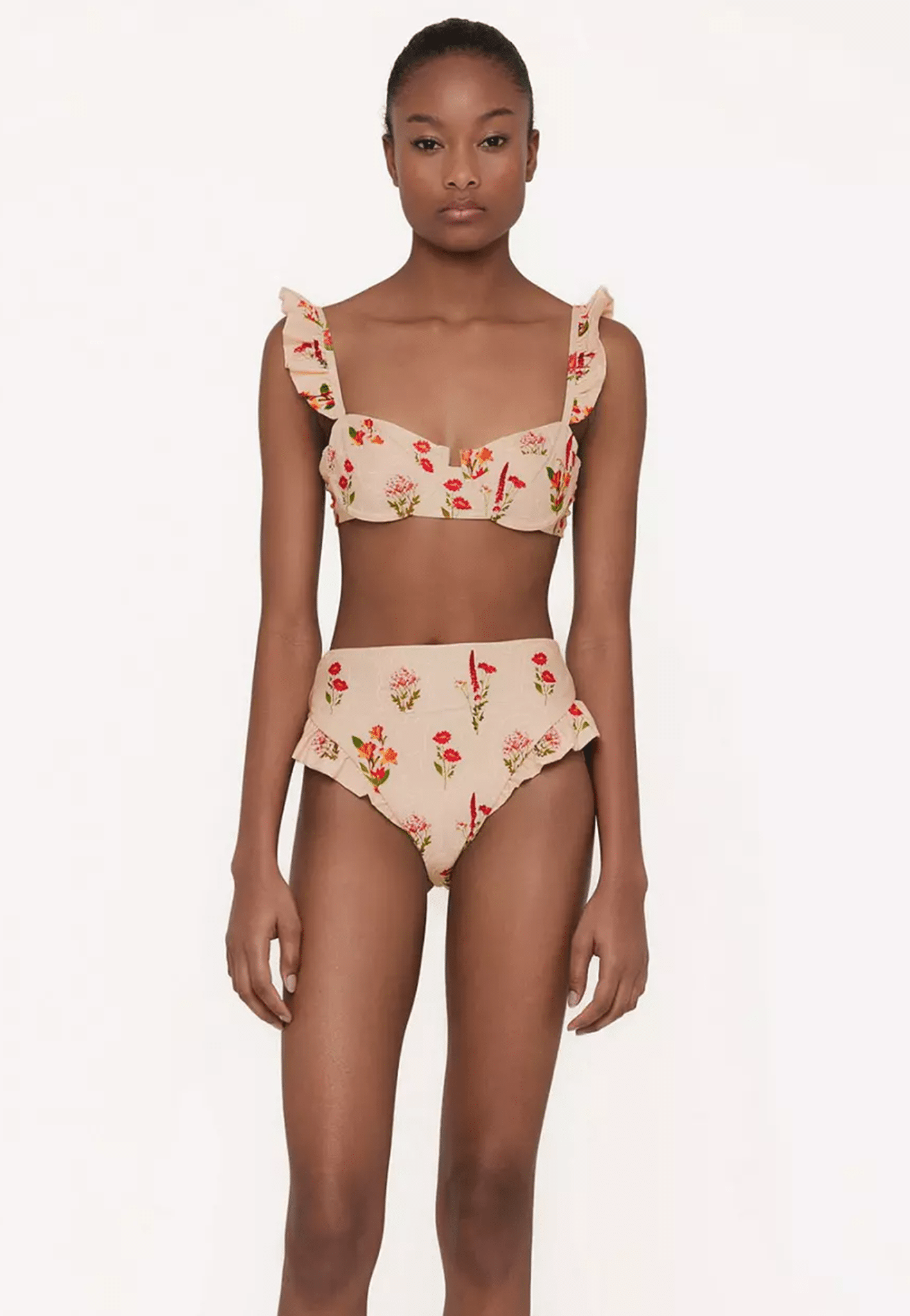 Floral high waisted swim bottoms discount