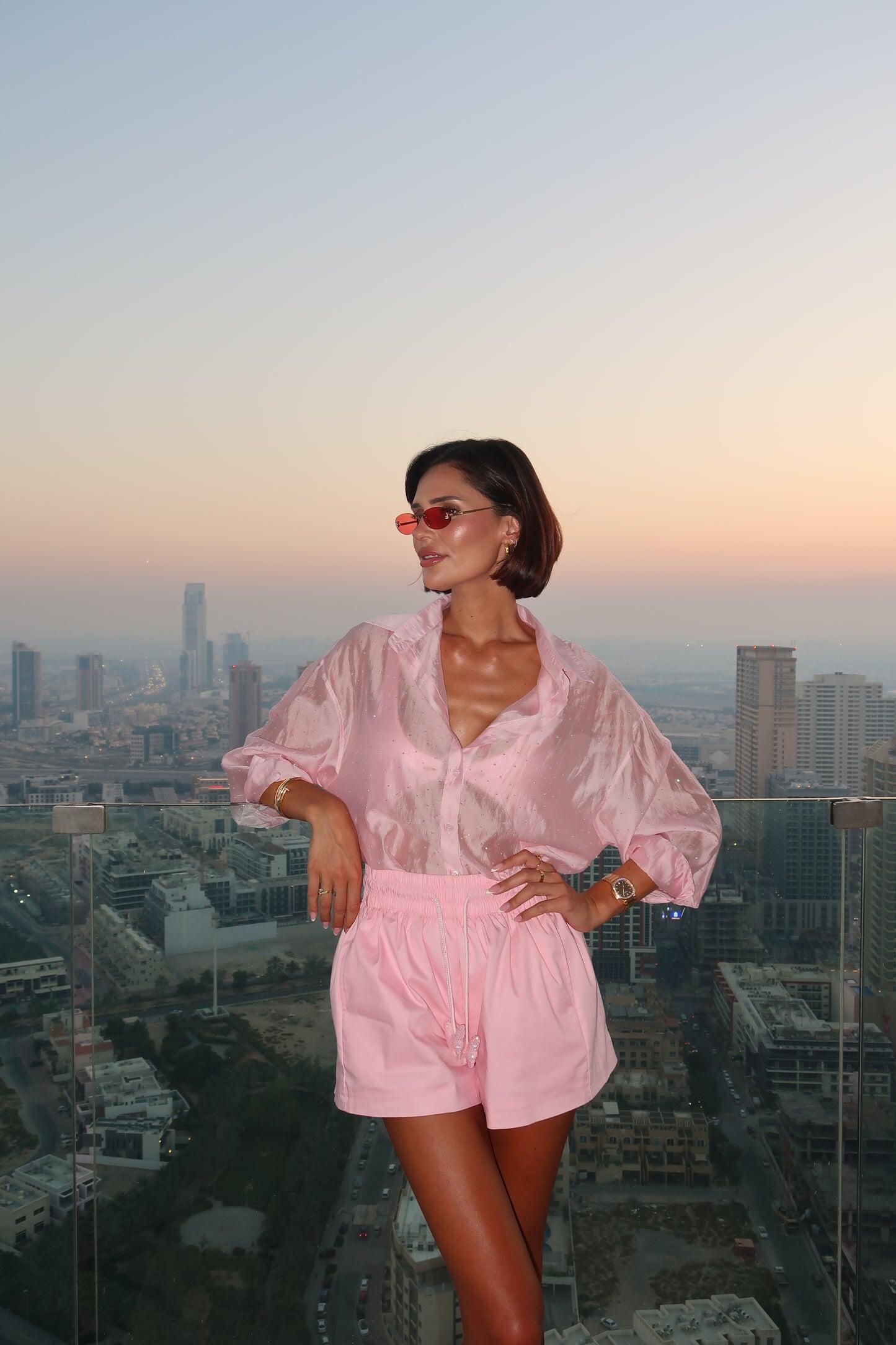 Rose Radiance Shirt Oversized Long Sleeves