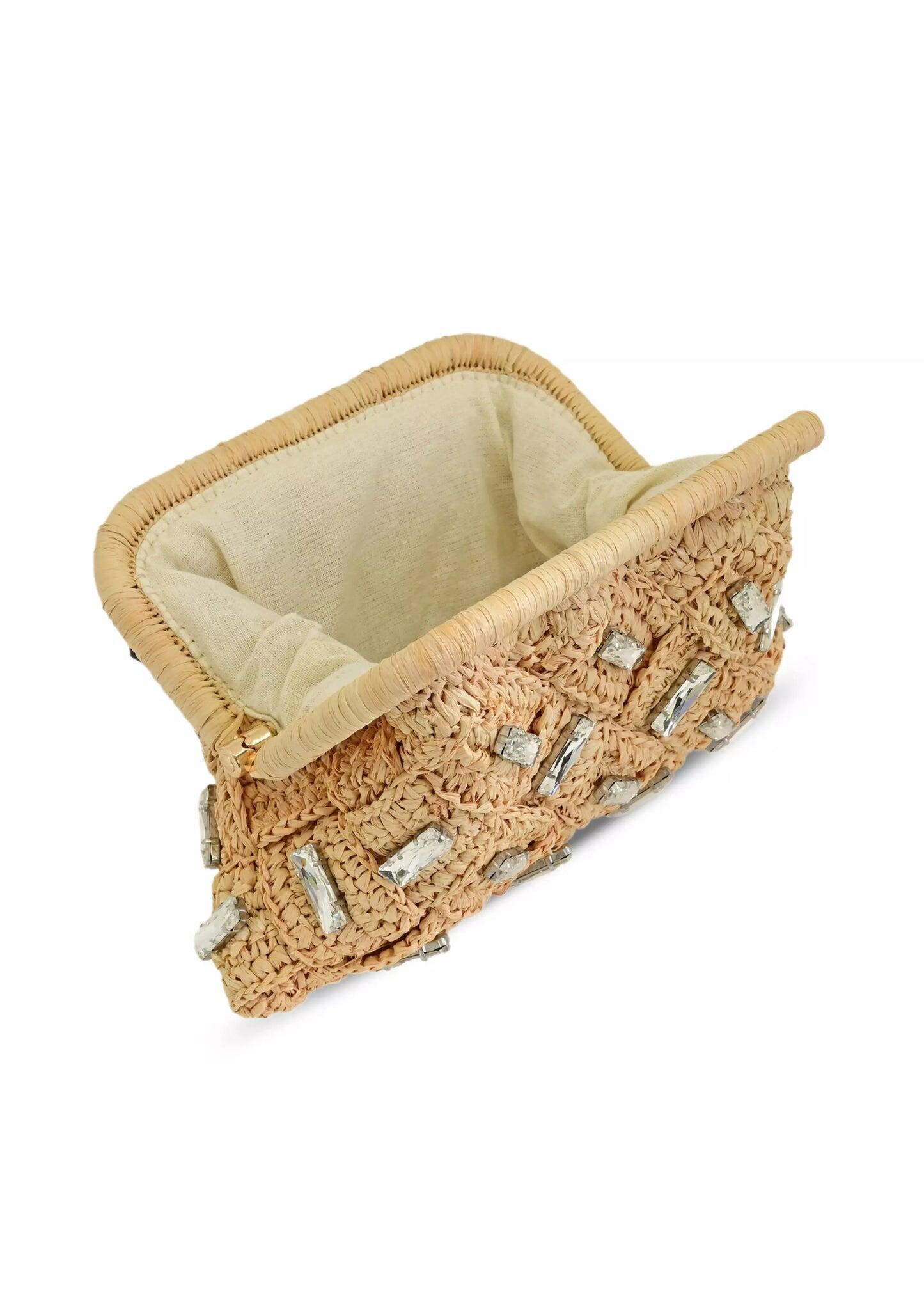 Gigi Crystal Clutch Bag Natural