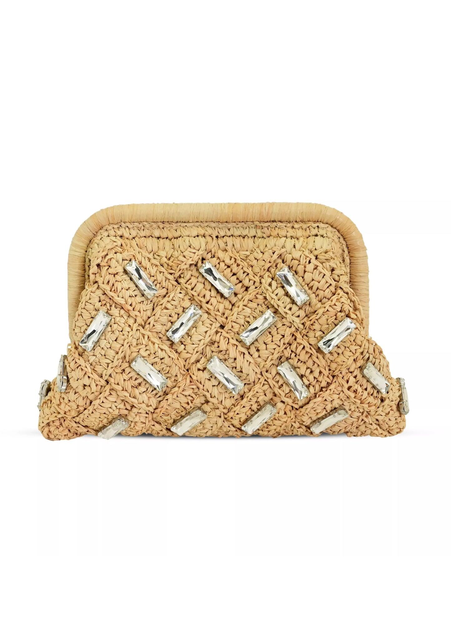 Gigi Crystal Clutch Bag Natural