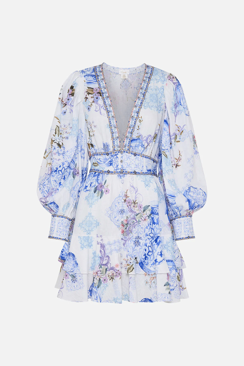 Button Front Frill Dress Paint Me Positano - Dress