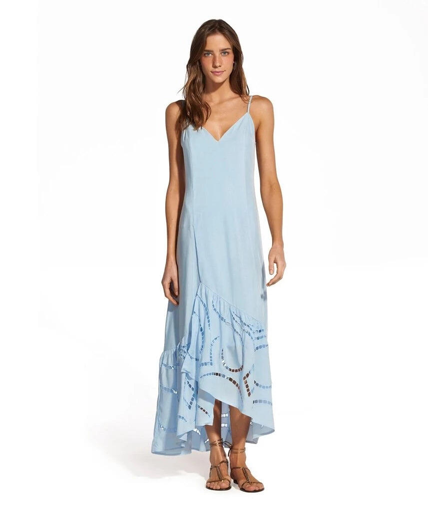 Solid Elma Long Dress Light Blue