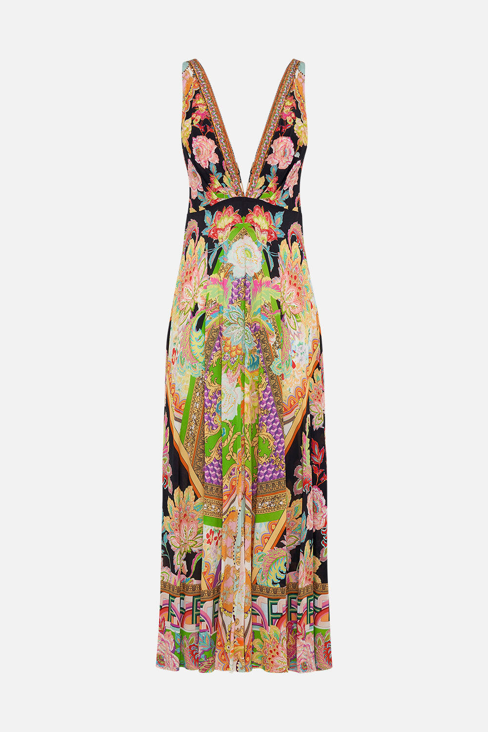 Plunge Neck Maxi Dress Sundowners in Sicily - Dress