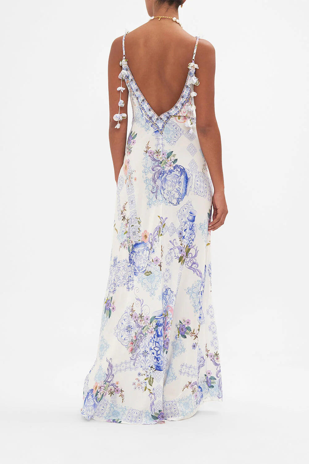 V Neck Full Length Bias Slip Dress Paint Me Positano - Dress