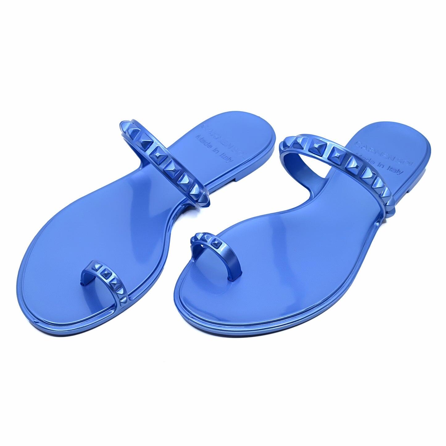 Maria Flat Sandal Baby Blue Metallic - Shoes