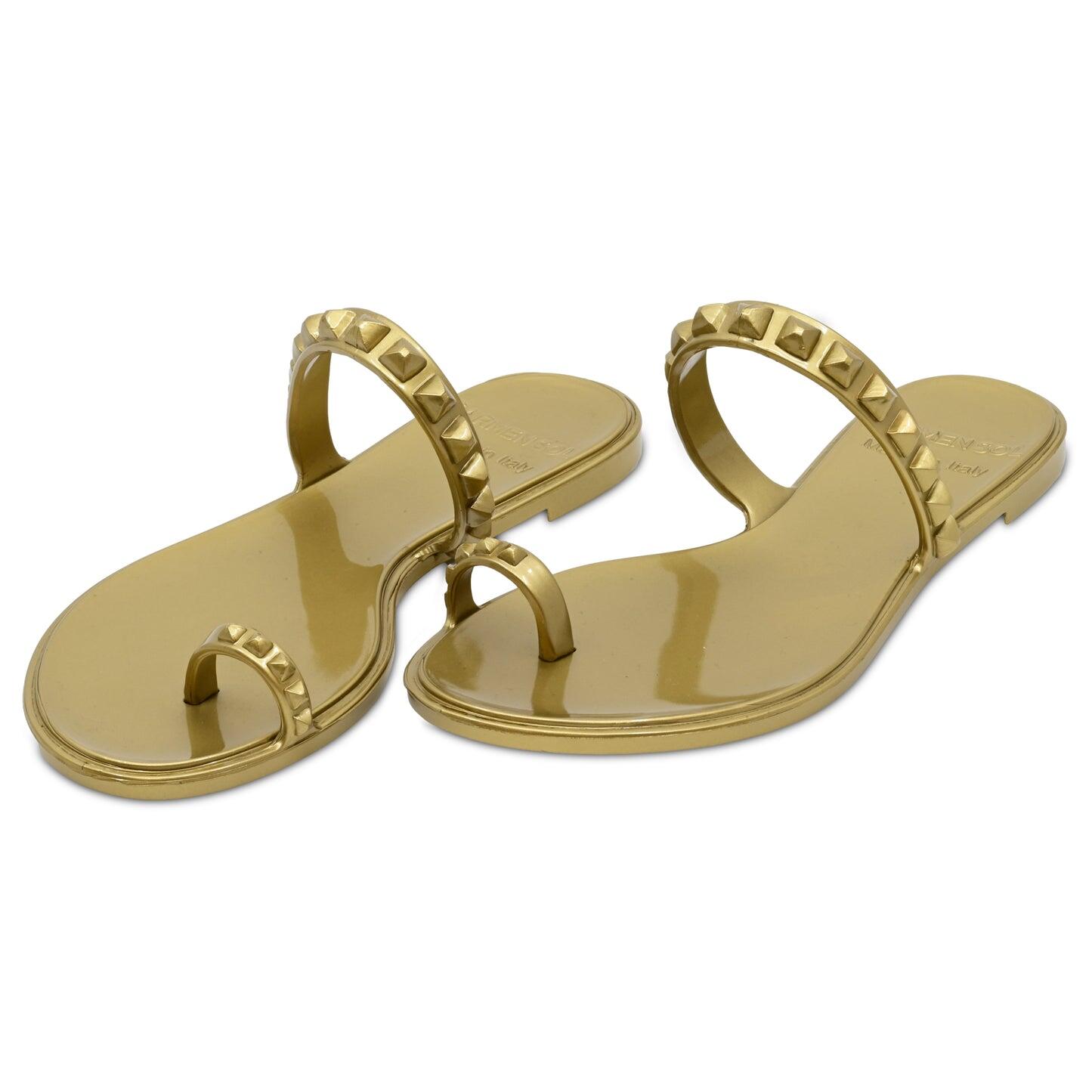 Maria Flat Sandal Gold- Metallic Jelly - Shoes