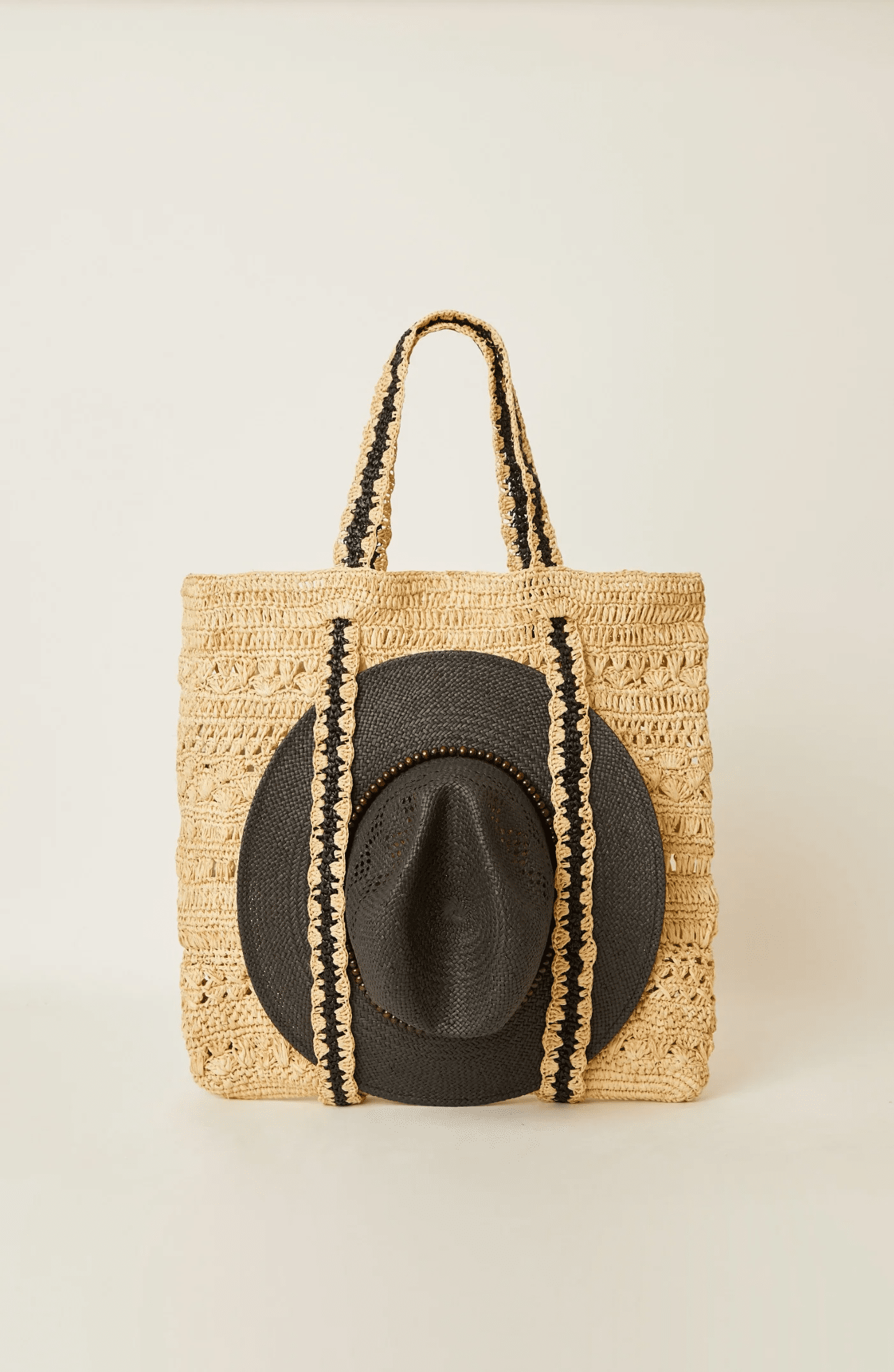 Chapeu Tote Bag Natural/Black - Beach Bag