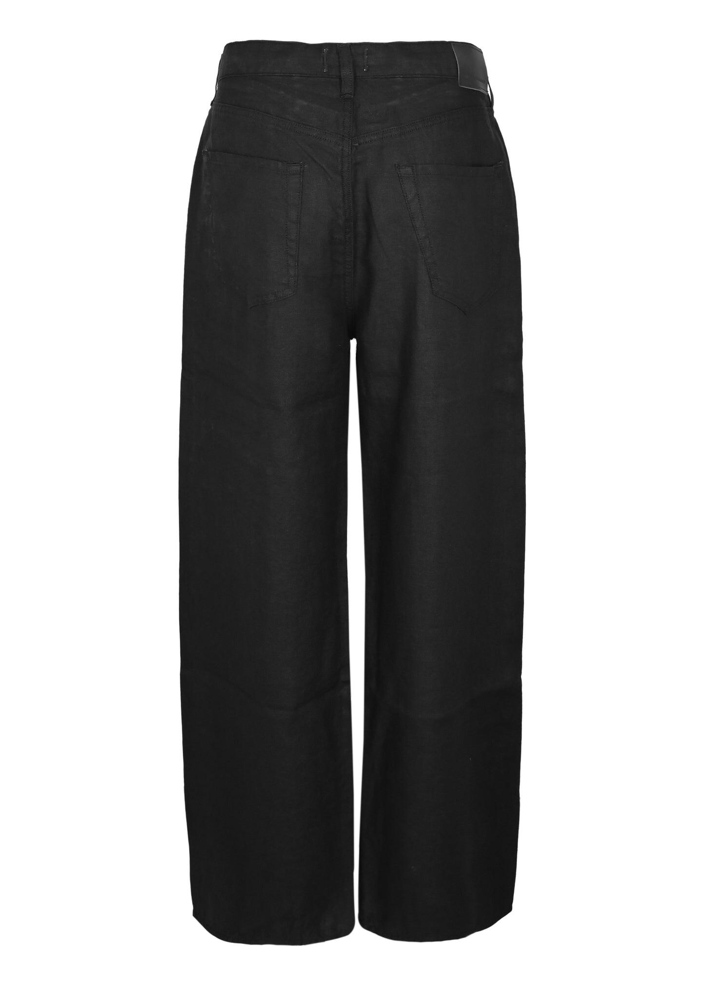 Brynn Drawstring Trouser in Linen Black