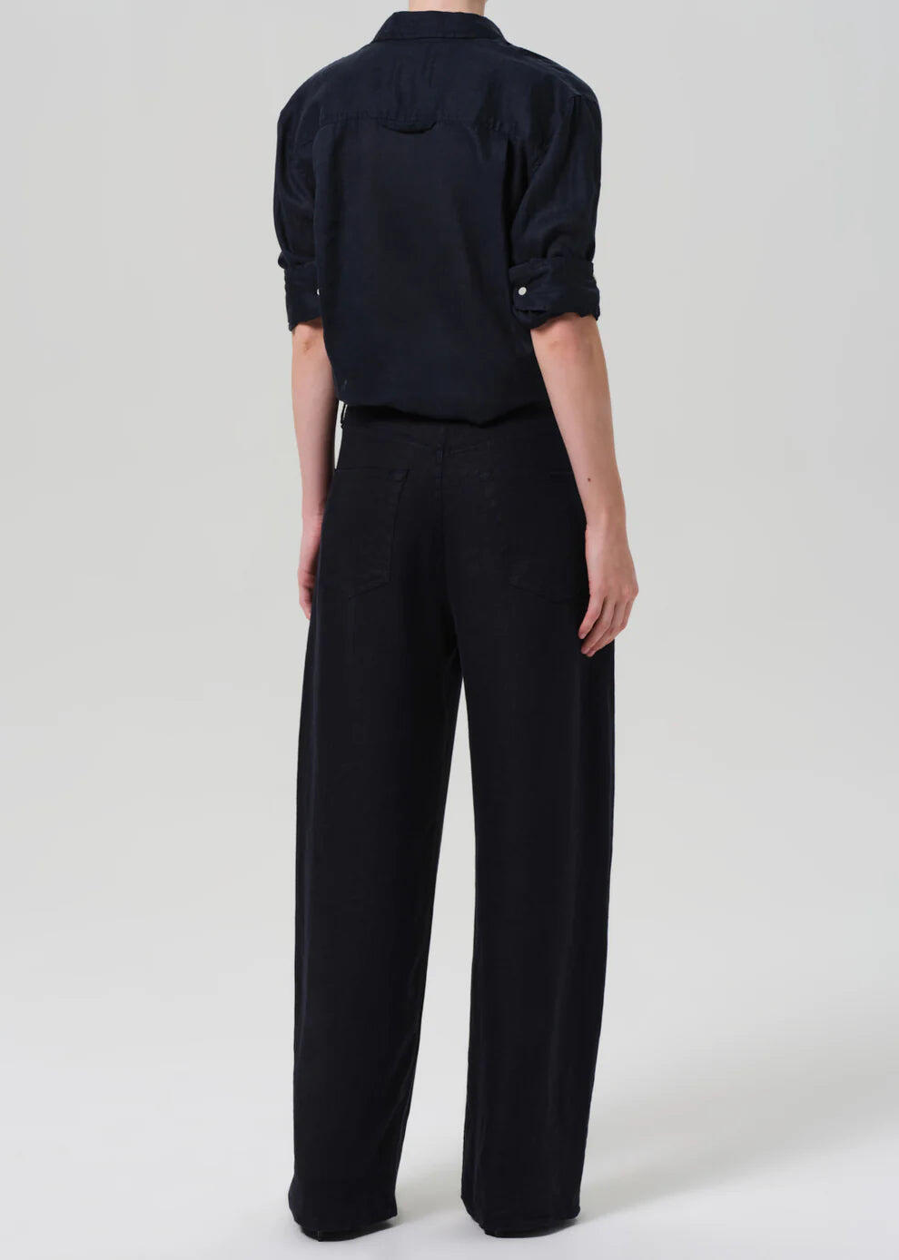 Brynn Drawstring Trouser in Linen Black