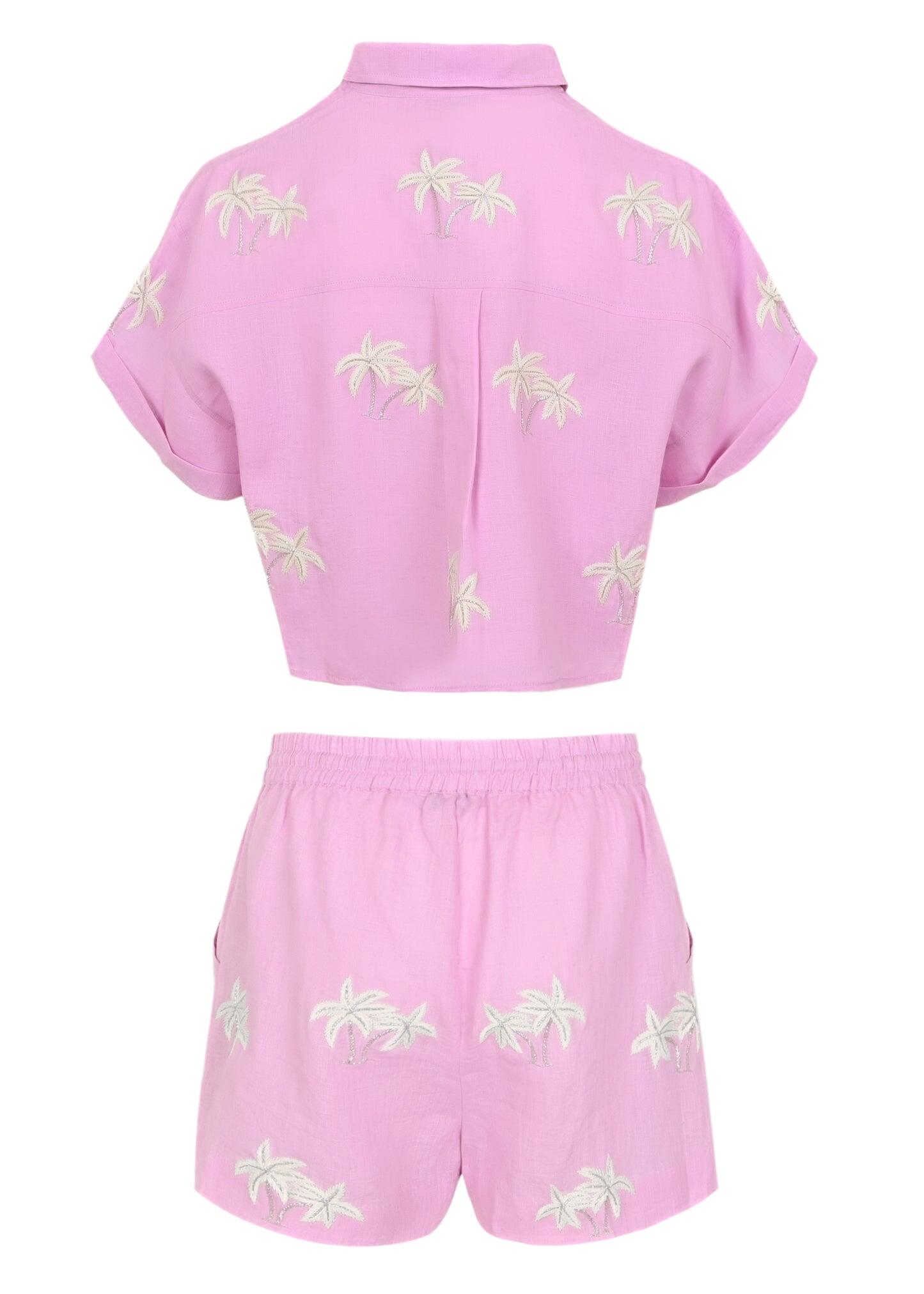 Lavender Palm Tree Set Linen
