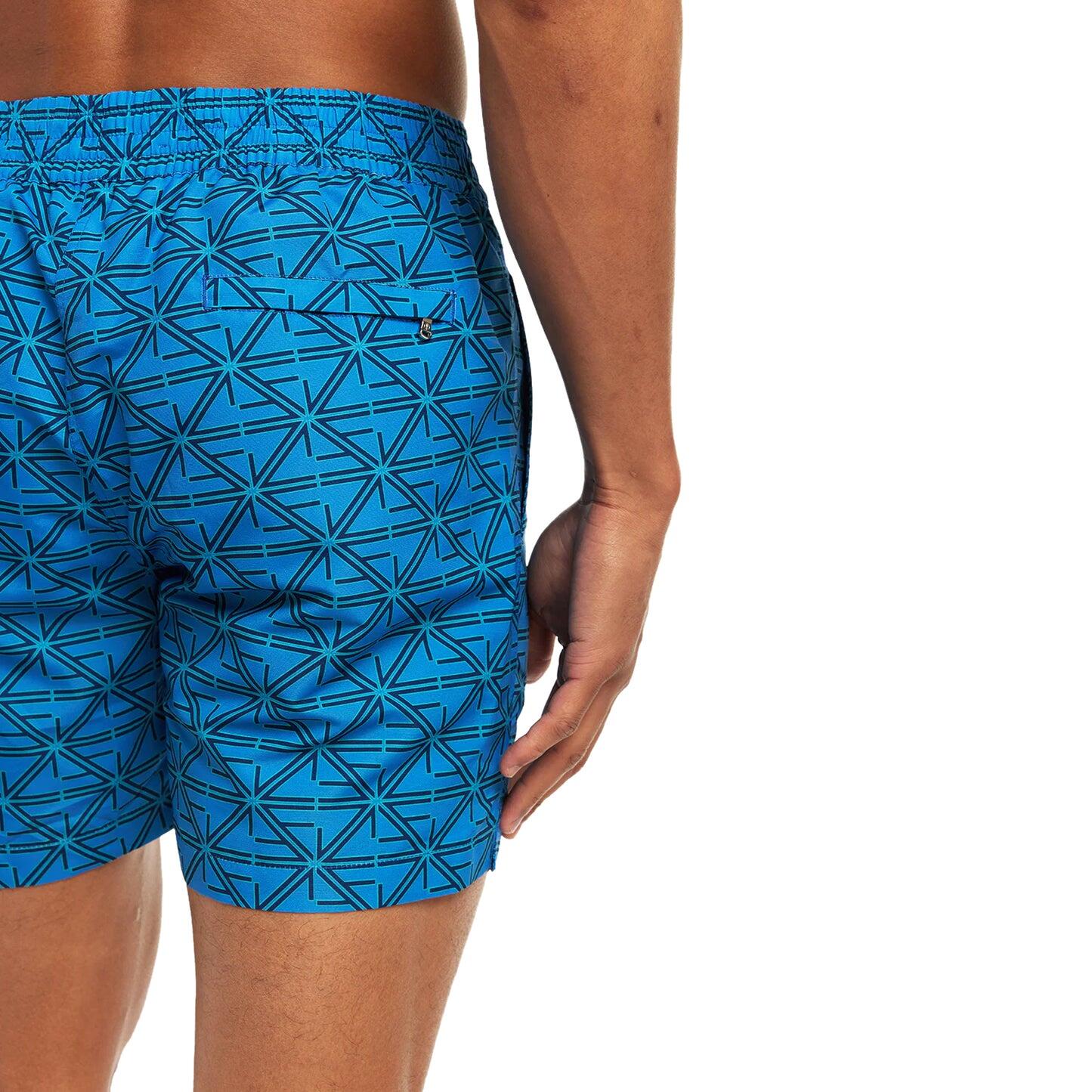 Classic FC Monogram Print Swim Shorts Chateau Blue/Topaz Teal - Swim Shorts
