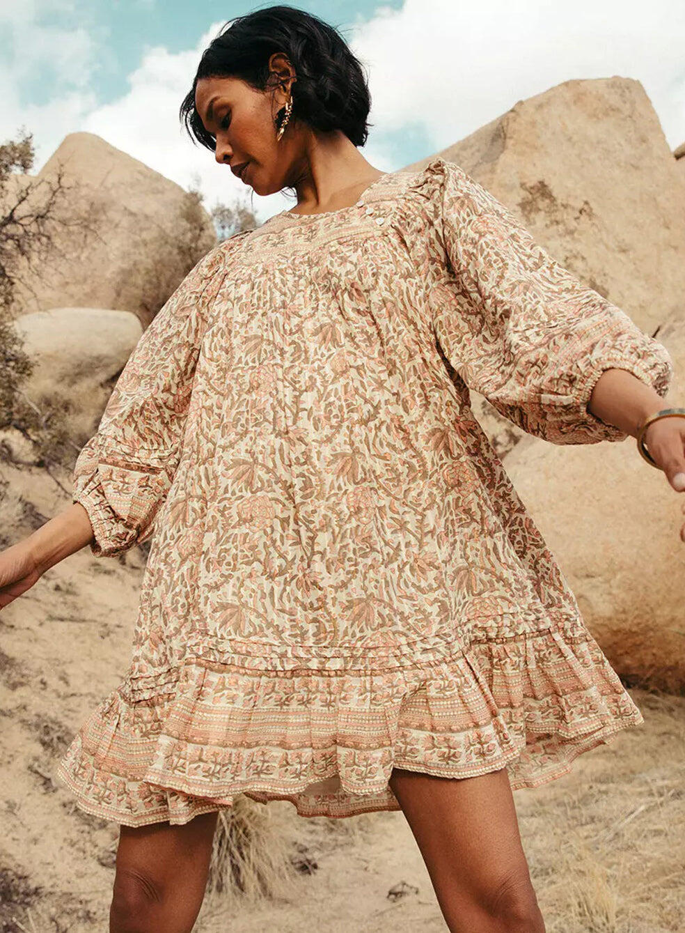 Vivian Mini Dress Zinnia Print - Dress
