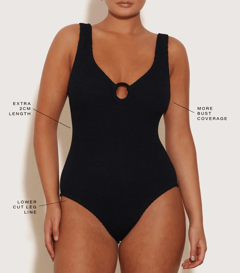Coverage Celine Swim with Fabric Covered Hoop Black - ONE SIZE - One Piece