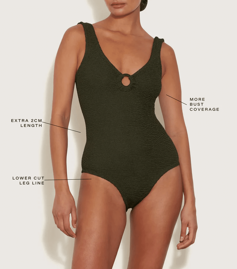 Coverage Celine Swim with Fabric Covered Hoops Metallic Khaki - ONE SIZE - One Piece