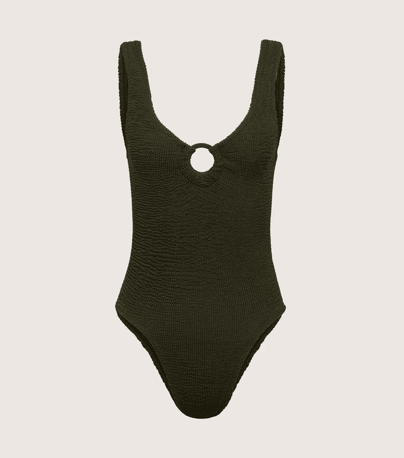 Coverage Celine Swim with Fabric Covered Hoops Metallic Khaki - ONE SIZE - One Piece