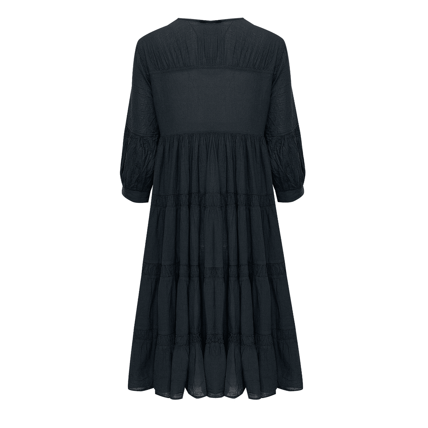 Brussels Midi Dress With Ruffle Carbone - Dress