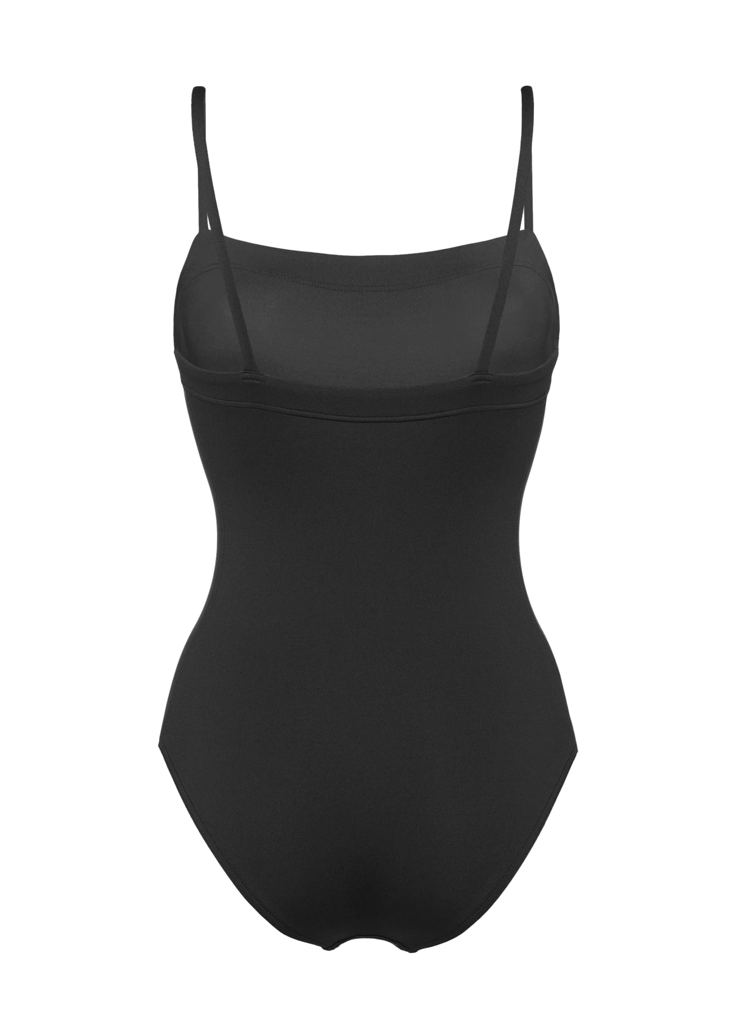 Womens Black Swimsuit with Thin Straps - One Piece