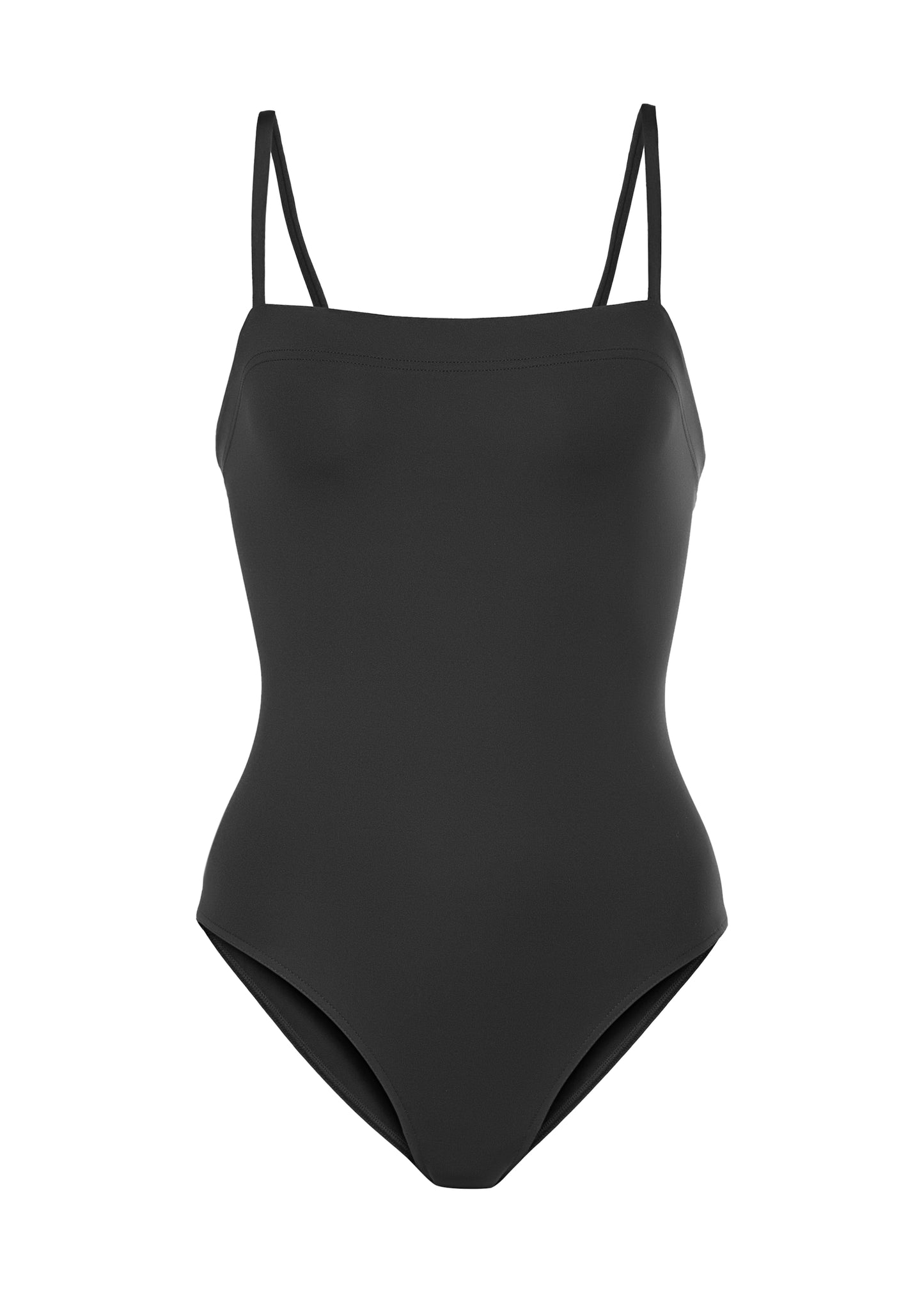 Womens Black Swimsuit with Thin Straps - One Piece