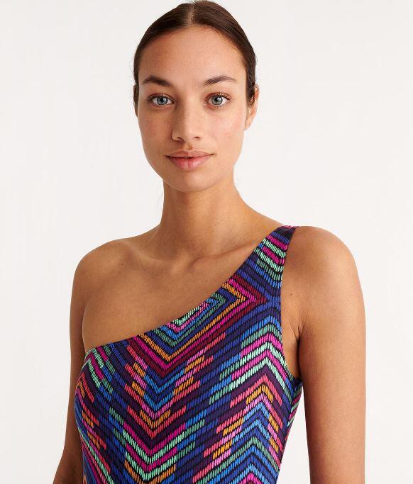 Multicolore One Shoulder Swimsuit Imprime Arc En Ciel