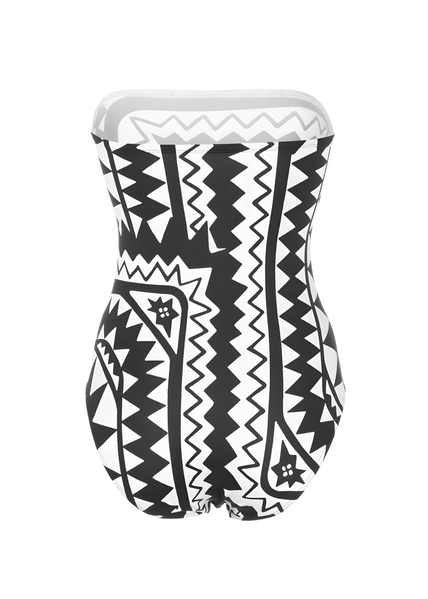 Totem Bustier One Piece Swimsuit Imprime Tribu - One Piece