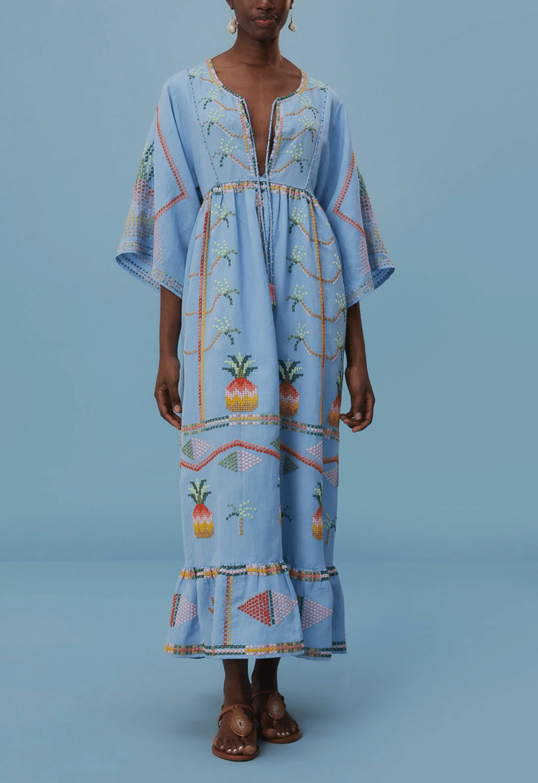 Embroidered Pineapple Cover Up - Cover Up