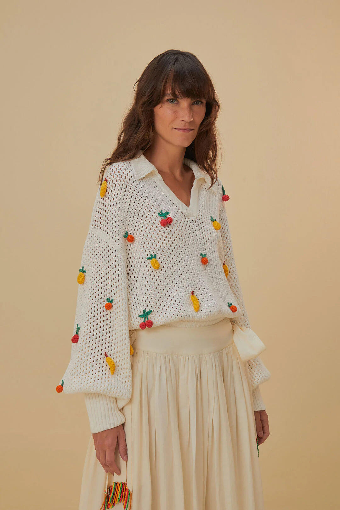 Crochet Fruit Blouse White - Top