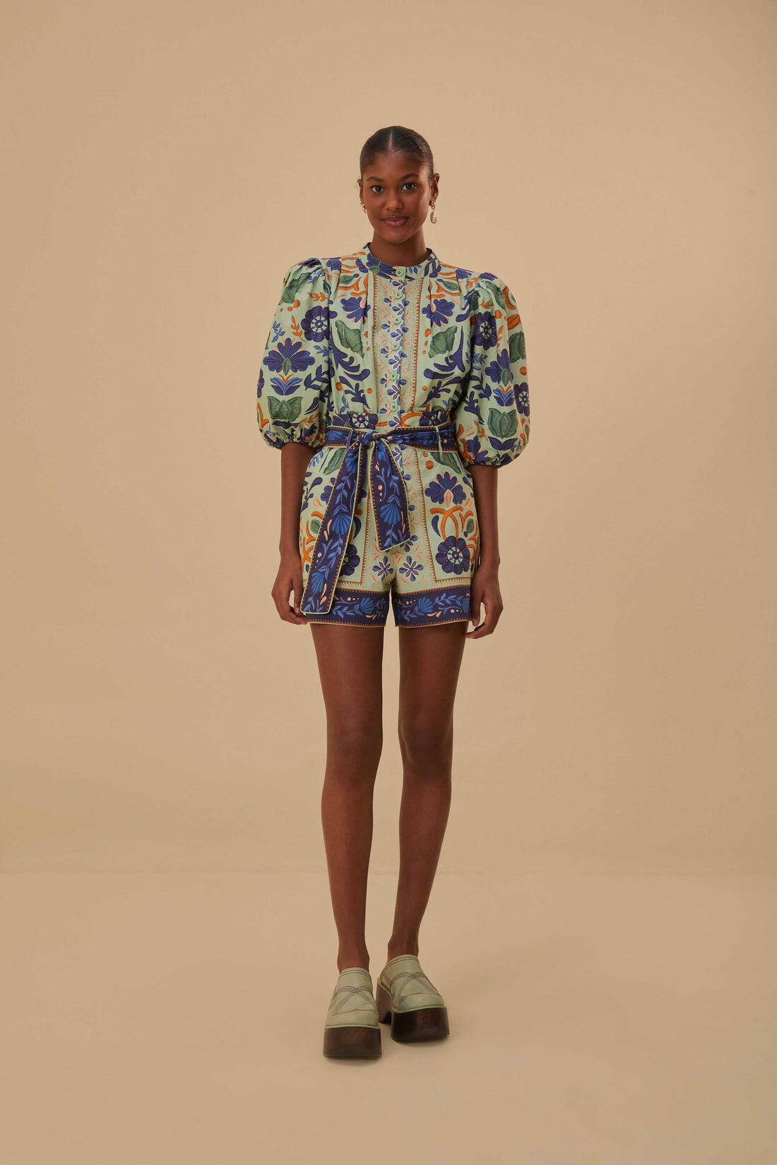 Ocean Tapestry Green Romper - Playsuit