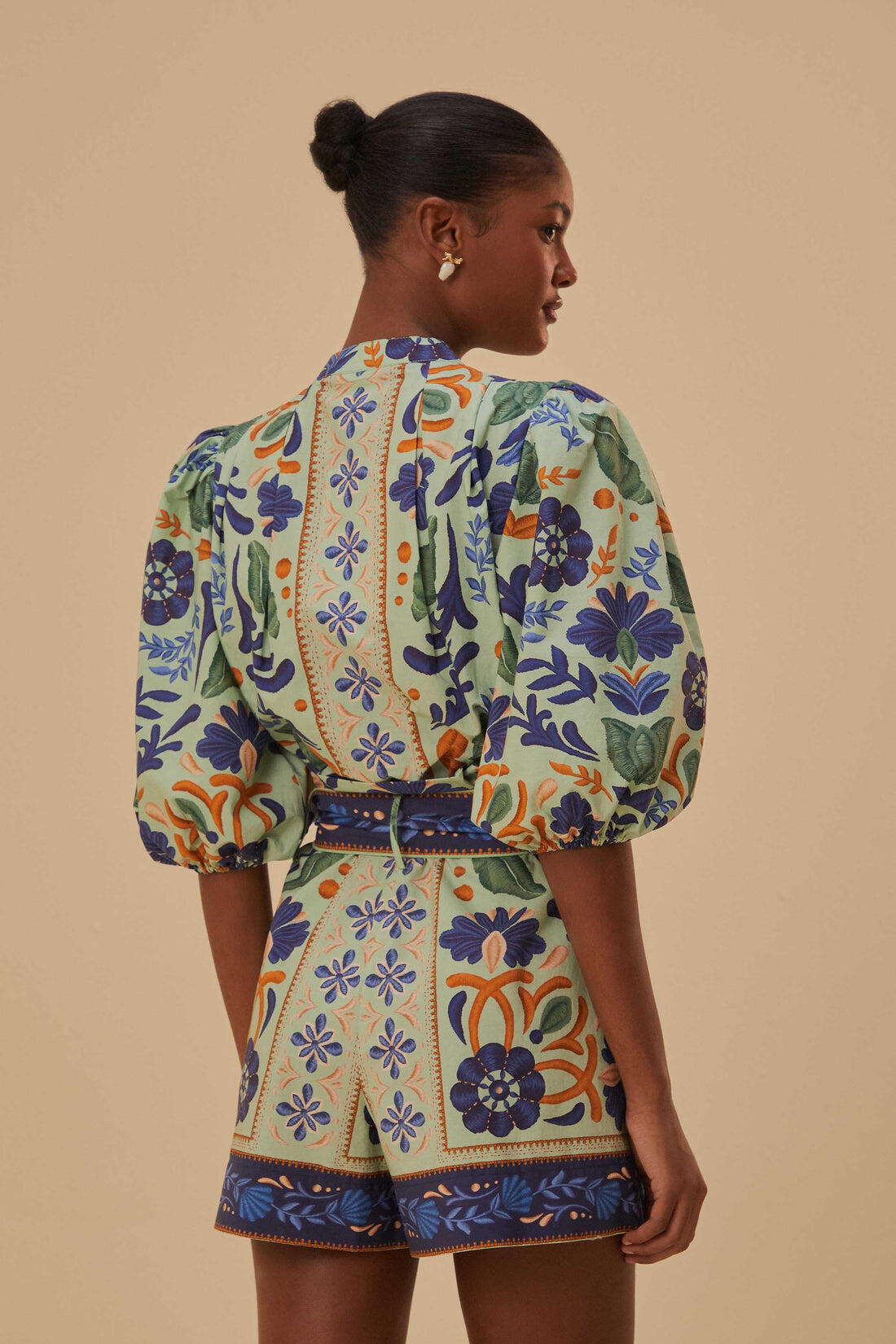 Ocean Tapestry Green Romper - Playsuit