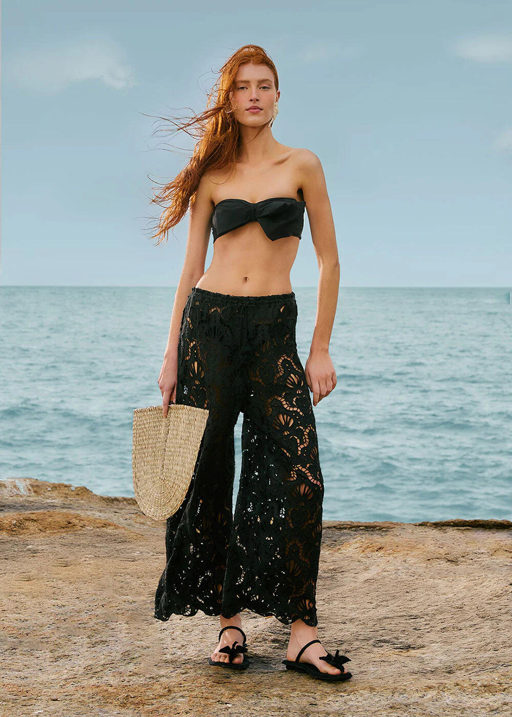 Seashell Eyelet Pants Black