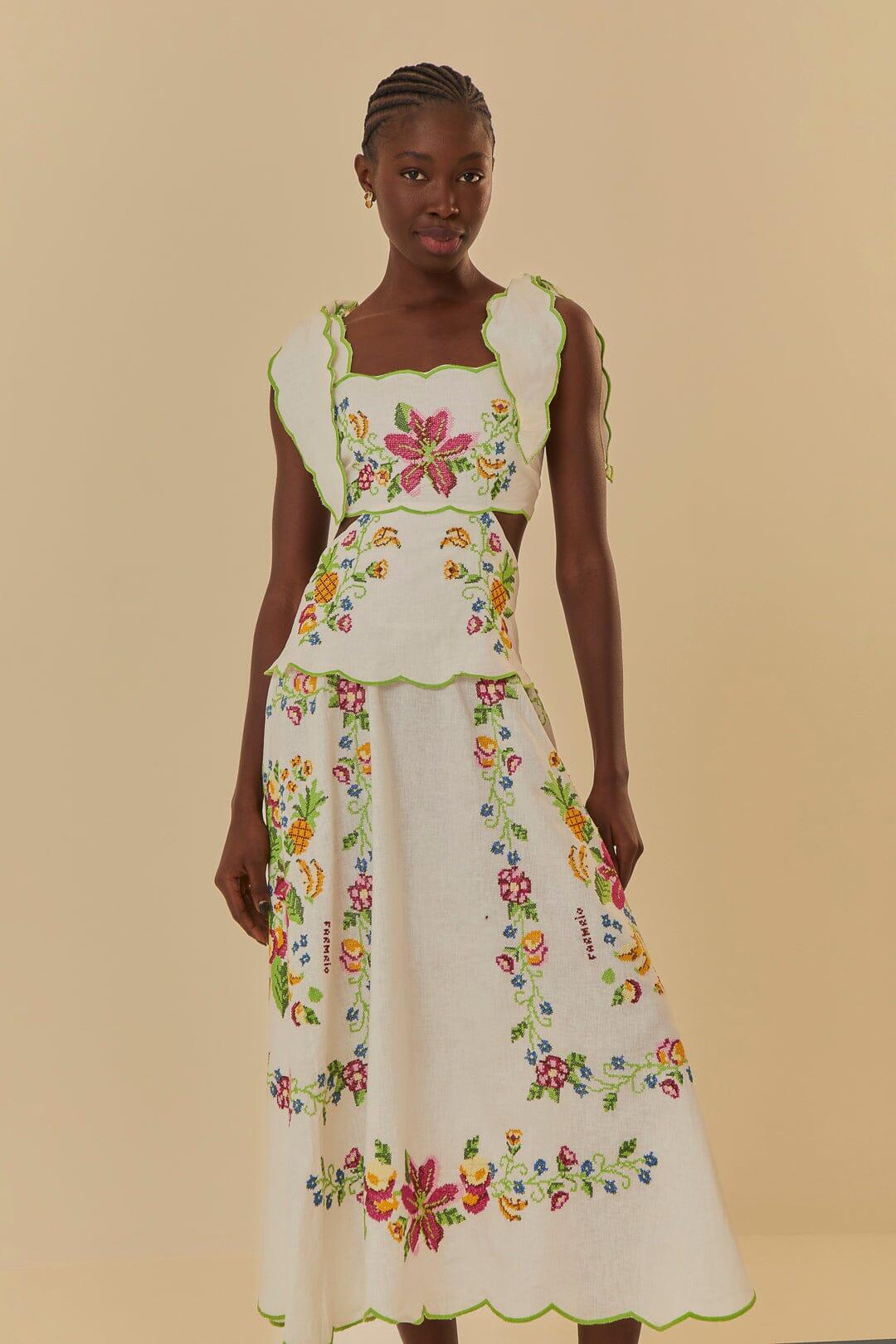 Tropical Romance Off White Maxi Dress - Dress