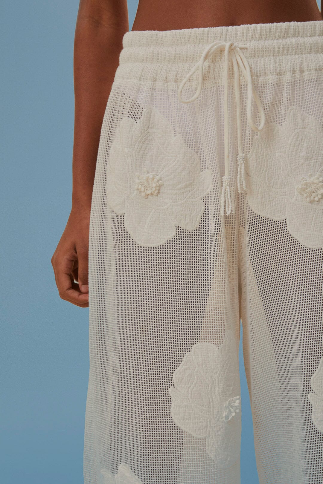 White Flower Pants - Bottoms