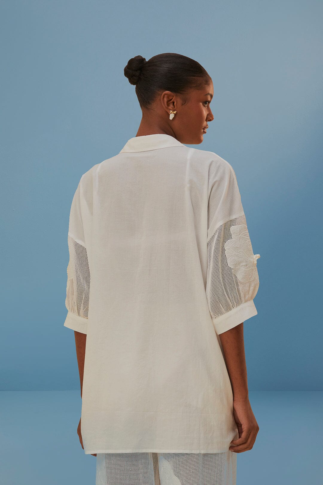 White Flower Shirt - Top