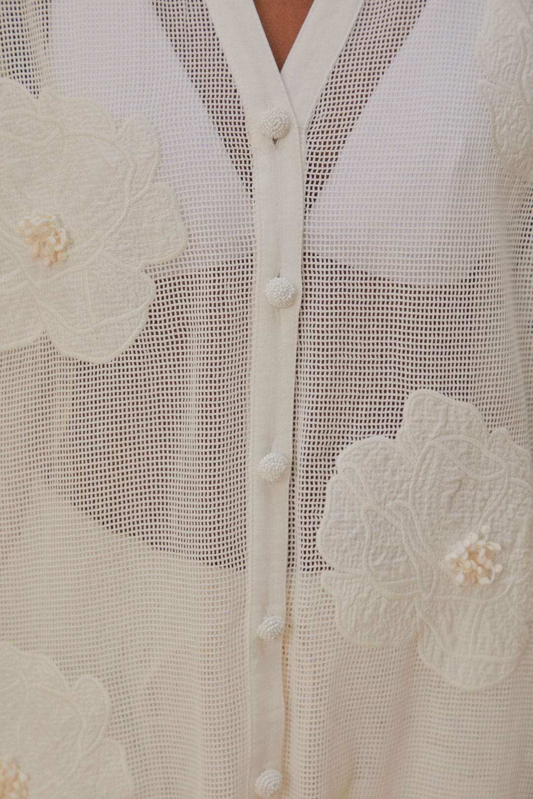 White Flower Shirt - Top