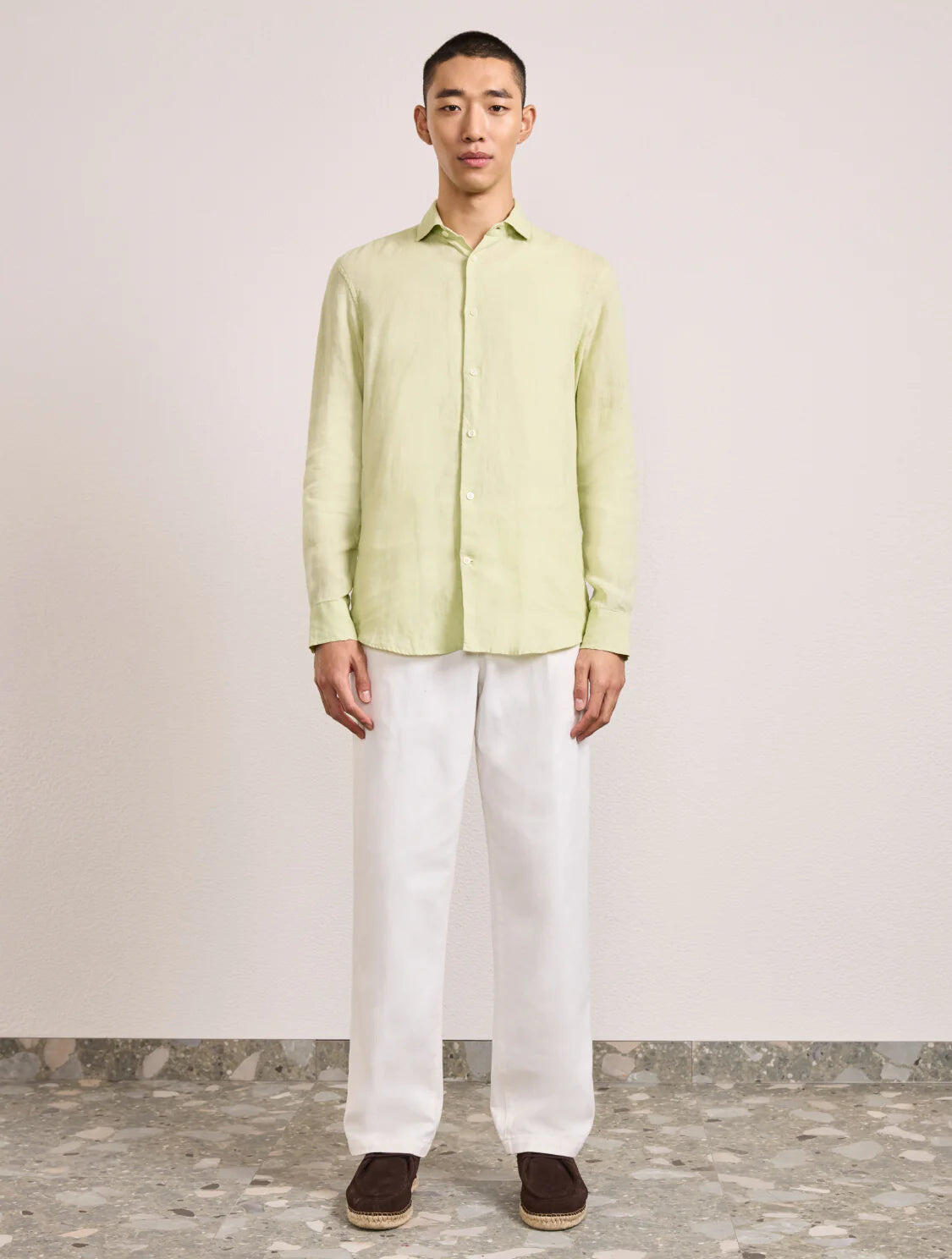 Antonio Linen Long Sleeve Shirt Pistachio - Long Sleeve Shirt