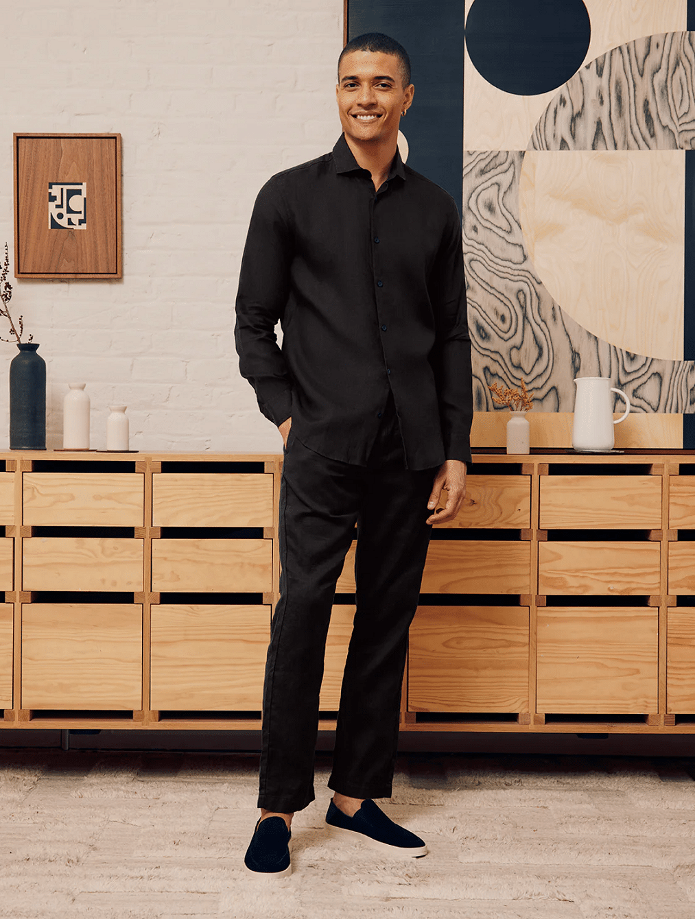 Antonio Linen Shirt Long Sleeve Black - Long Sleeve Shirt