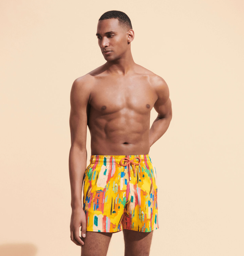 Men Stretch Swim Trunks Sunny Streets