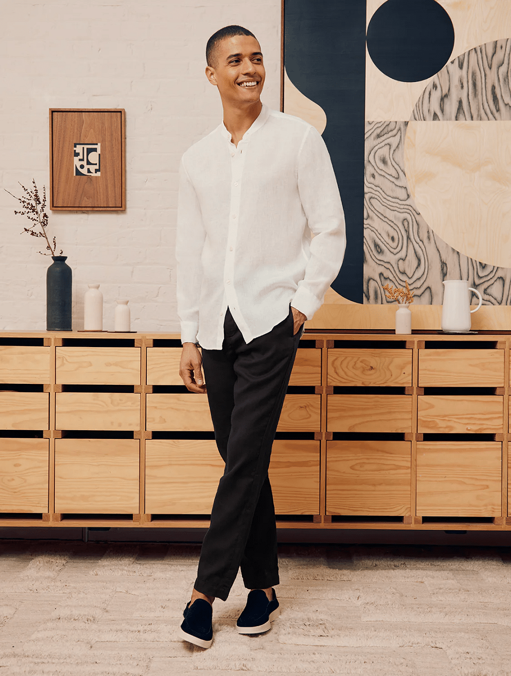 Oscar Linen Chinos Black - Trousers