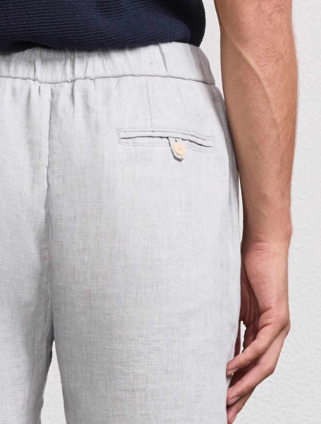 Oscar Linen Chinos Light Melange Grey - Trousers