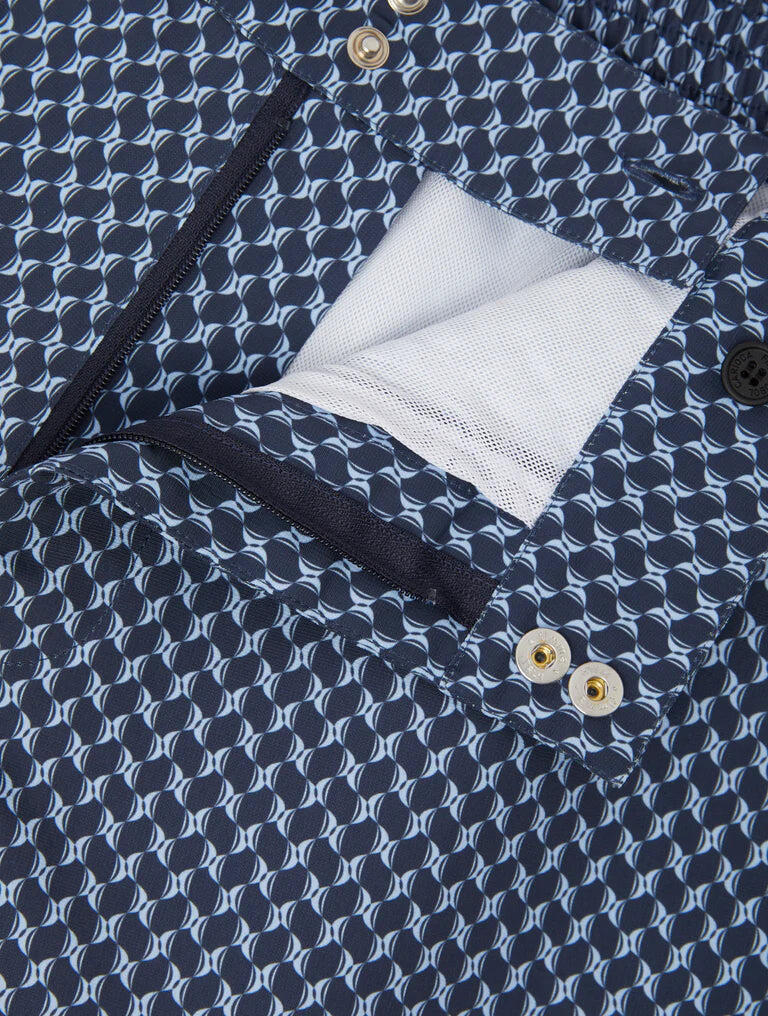 Porto Swim Short Micro Copa Print  Charcoal & Chambray Blue
