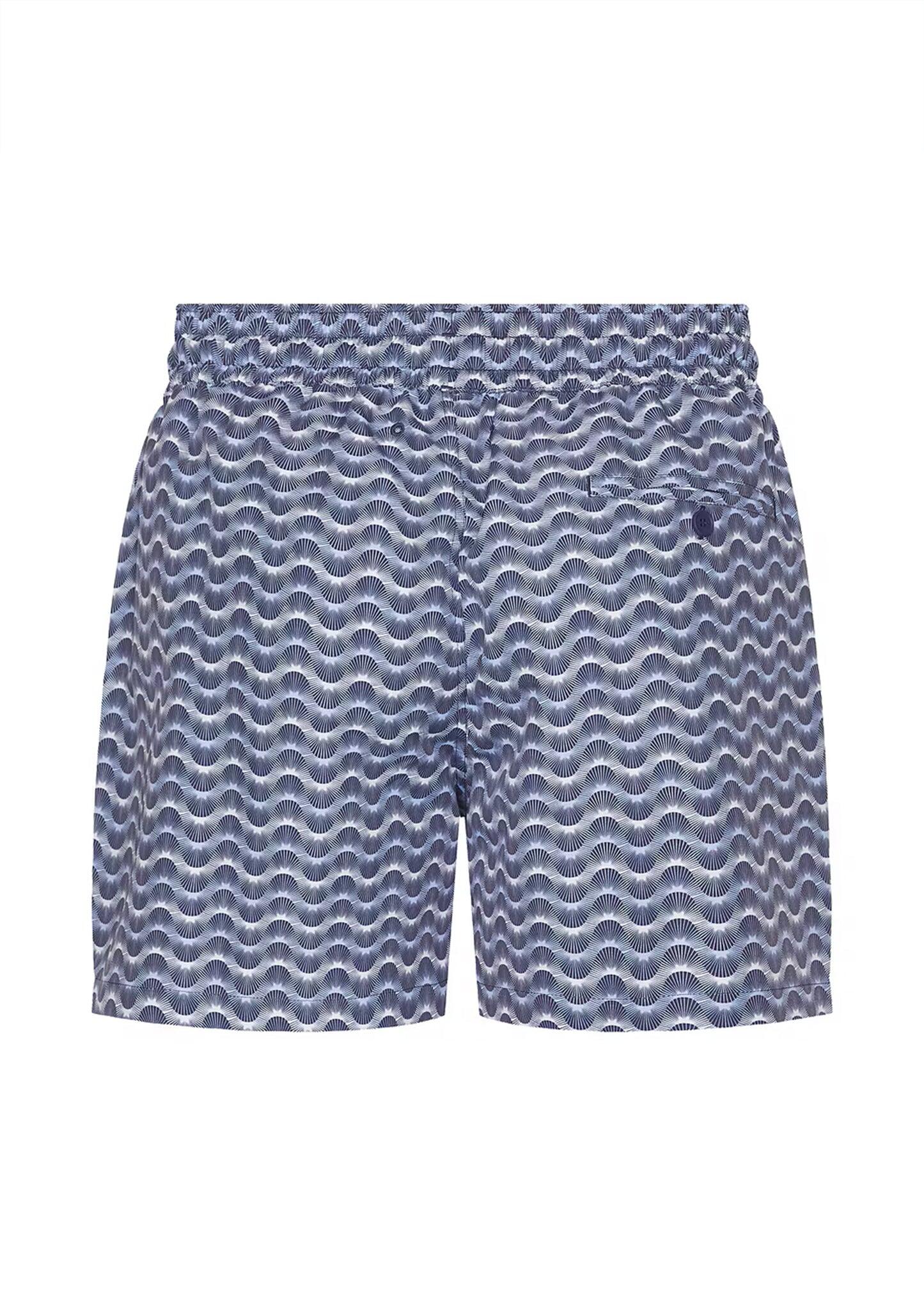 Rio Swim Short Copa Raio Do Sol Print Chambray & Charcoal Blue