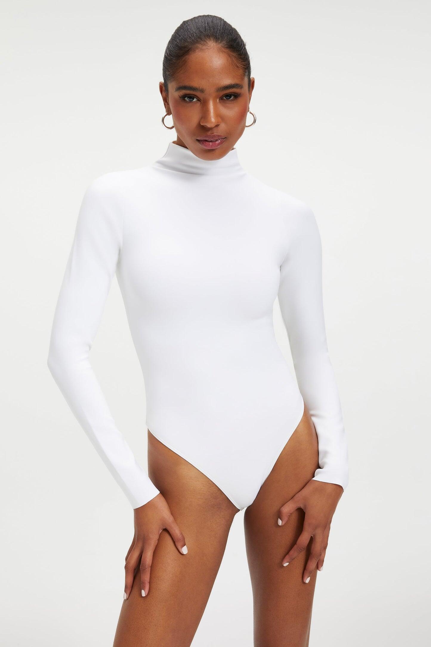 White roll neck bodysuit deals