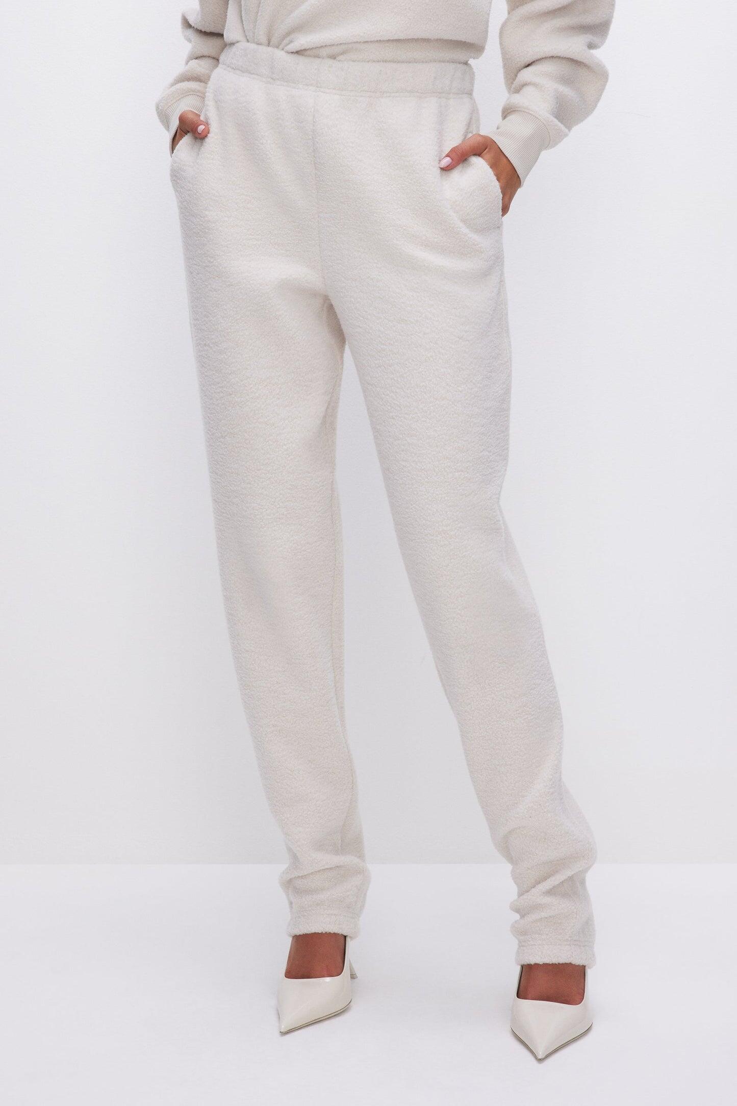 White boyfriend sweatpants discount