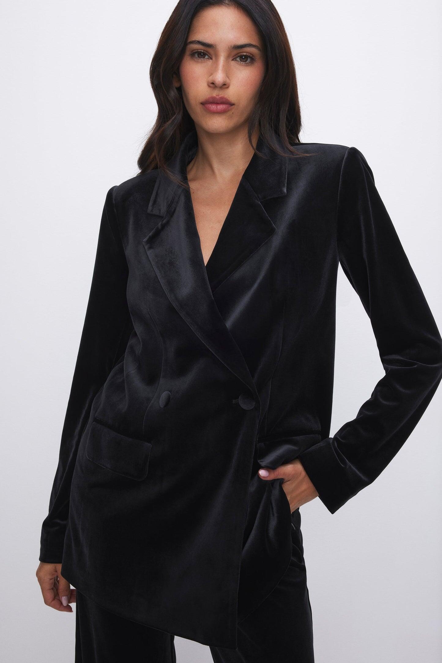 Velvet Boss 2.0 Blazer Black & Wide Leg Trouser Black - Jacket