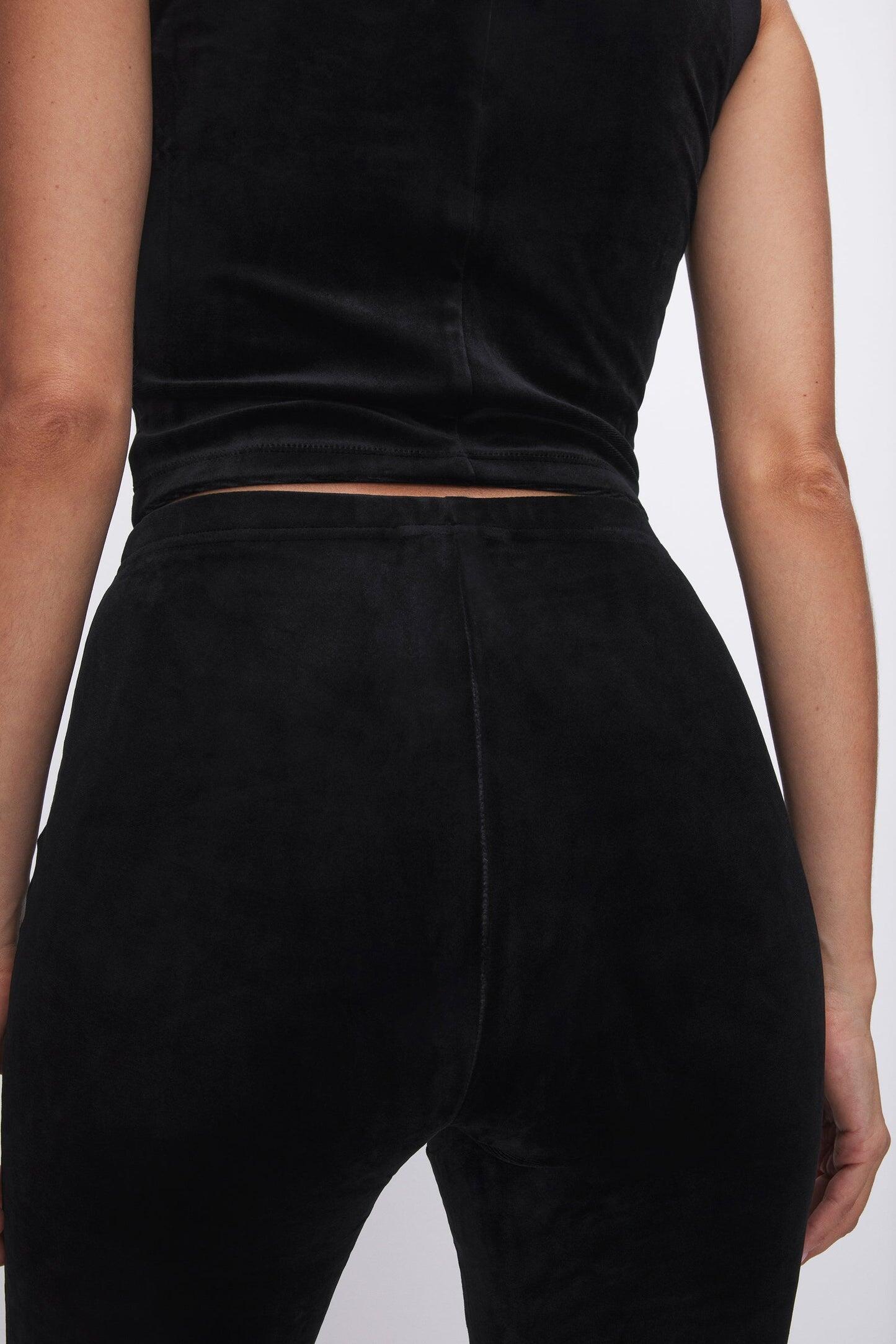 Velvet Pullon Leggings Black - Bottoms