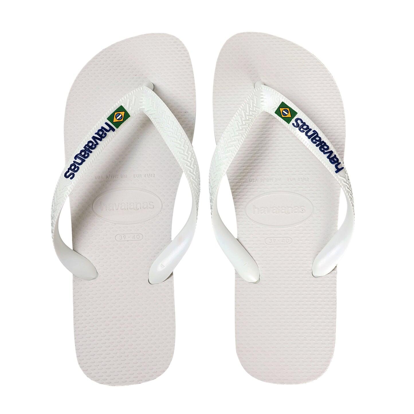 Men Brasil Logo White Flip Flops