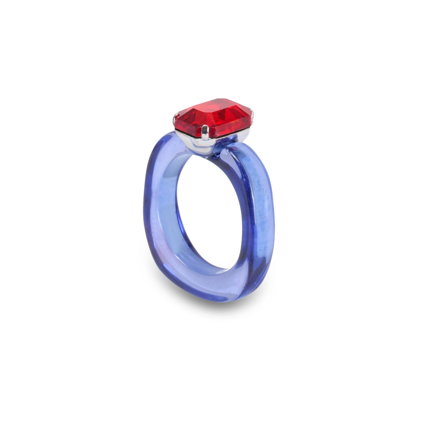Candy Gemstone Acrylic Ring Cornflower/Red Stone - Ring