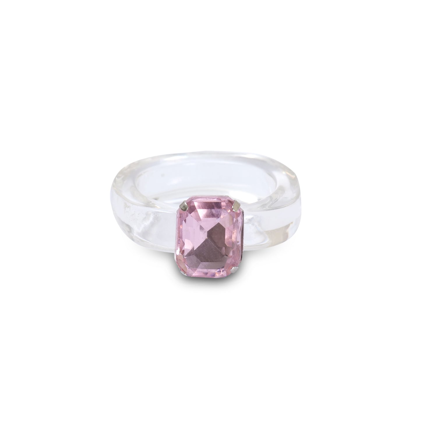 Load image into Gallery viewer, Candy Gemstone Acrylic Ring White/Pink Stone
