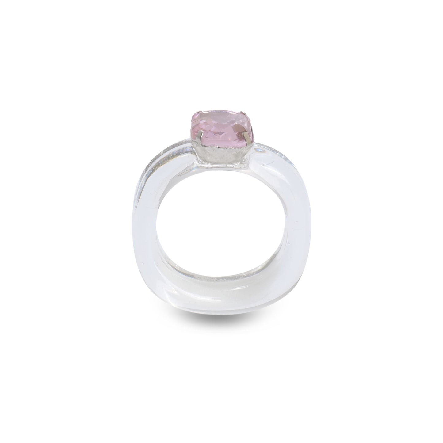 Candy Gemstone Acrylic Ring White/Pink Stone