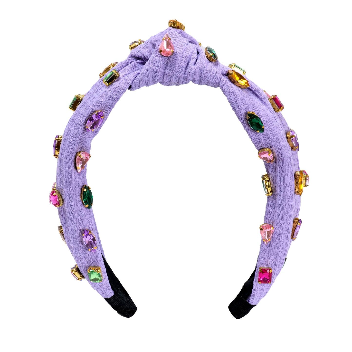 Fashionable Colorful Rhinestone Knotted Headband Purple