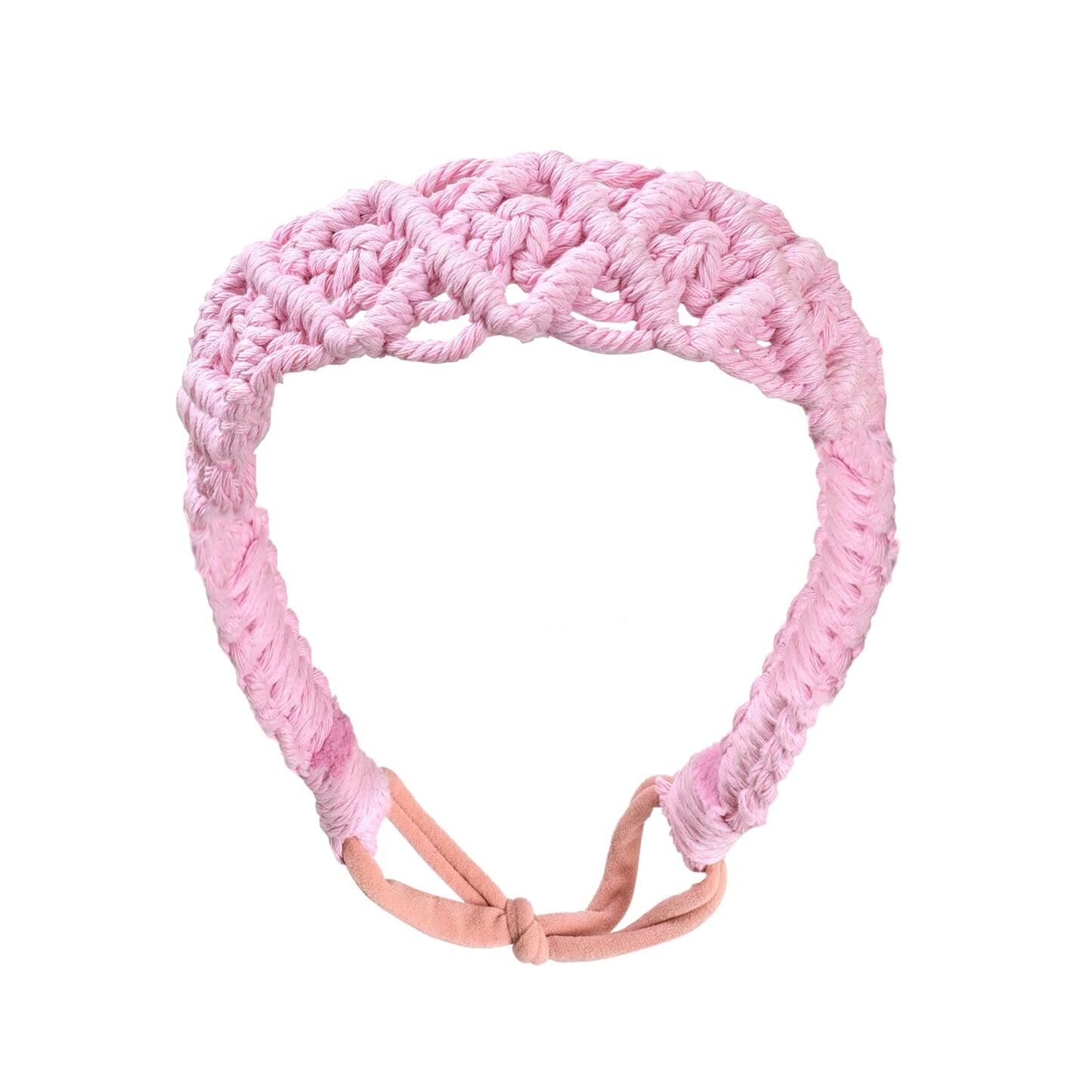 Macrame Bohemian Hand Woven Cotton Headband Pink
